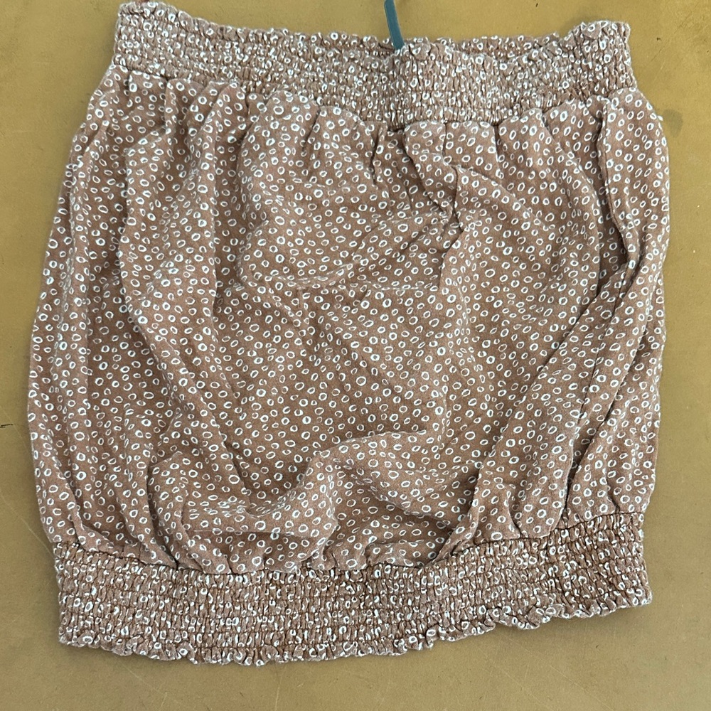 Anthropologie Tan Floral Tube Top